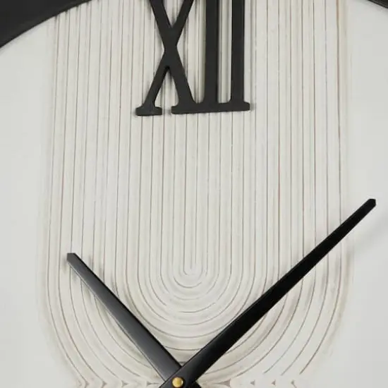 24" White Wood Art Deco Line Art Wall Clock {4}