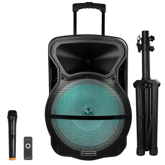 Trexonic Combination 15" Bluetooth Portable Speaker and Tripod Stand With Reactive Lights {6}