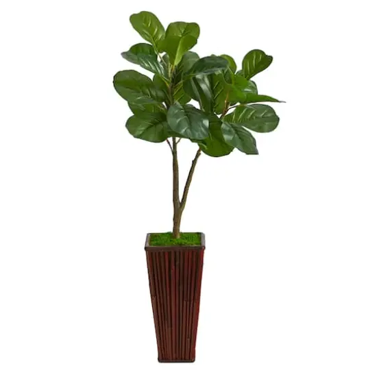 3ft. Fiddle Leaf Fig Tree in Bamboo Planter {1}