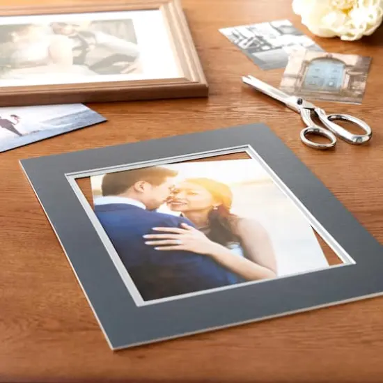 11" x 14" Double Mat By Studio D&eacute;cor&reg;, 8" x 10" Opening Graphite/Bluestone {3}