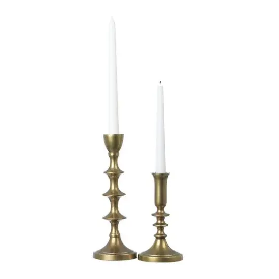 Hello Honey&reg; Gold Taper Candle Holder Set {4}