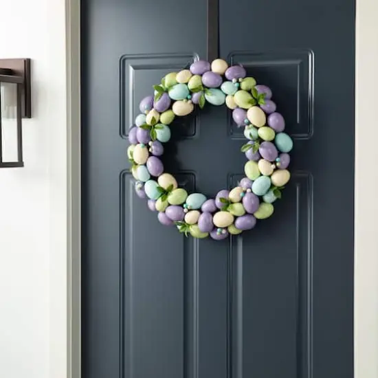 Glitzhome&reg; 18" Easter Purple Hue Eggs Wreath {3}