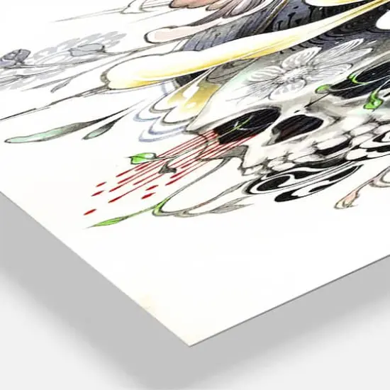 Designart 'Sleeping Girl On Blossoming Skulls Oversized Modern Multipanel Wall Clock {4}