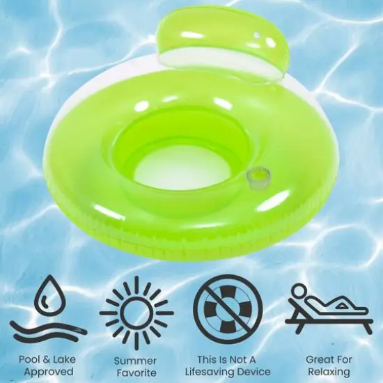 Pool Central 4ft. Green Inflatable Inner Tube Swimming Pool Float with Backrest {6}
