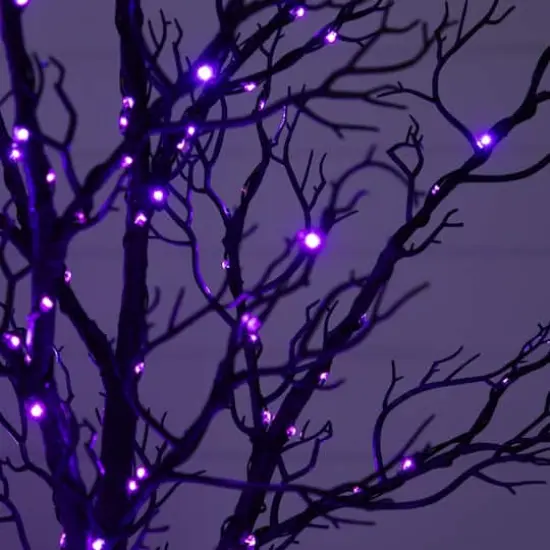 7ft. Pre-Lit Halloween Minimalist Twig Artificial Fall Tree with 400 Orange & Purple LED Lights {5}