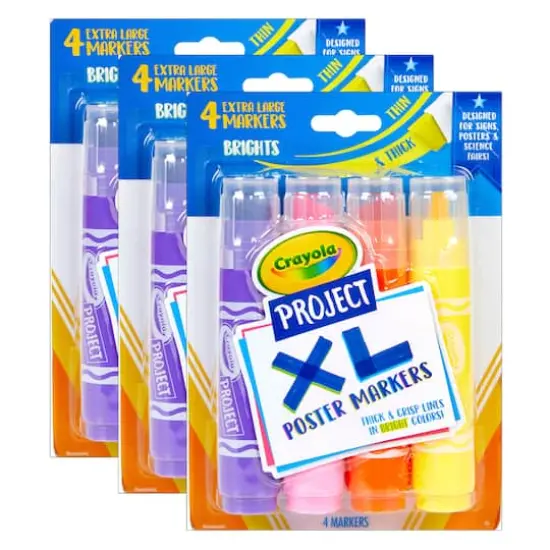 Crayola&reg; Project XL Bold & Bright Poster Markers, 3 Packs of 4 {1}