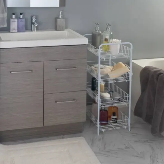 Simplify 4-Tier White Rolling Storage Cart {5}
