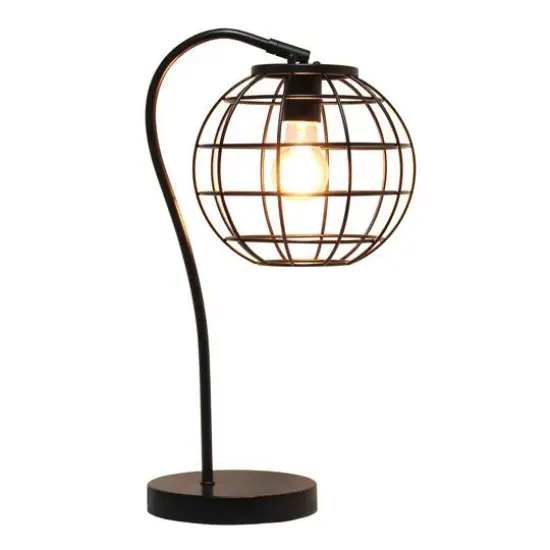 Lalia Home 20" Arched Metal Cage Table Lamp Black {3}