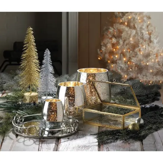 12" Silver Circles Mirrored Tray {4}