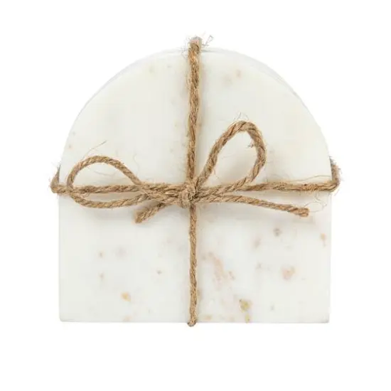 Hello Honey&reg; White Modern Arched Marble Coaster Set {8}