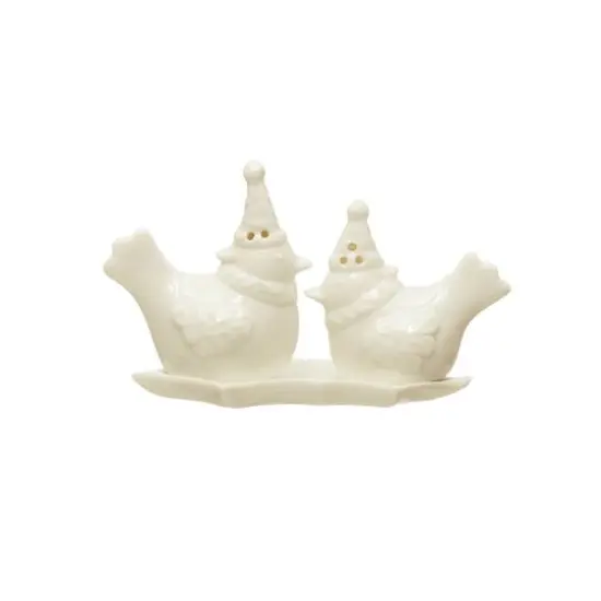 Hello Honey&reg; White Stoneware Bird Salt & Pepper Shakers on Leaf {1}