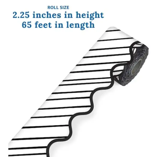 Carson Dellosa&reg; Kind Vibes Black & White Stripes Rolled Scalloped Border, 195ft. {4}