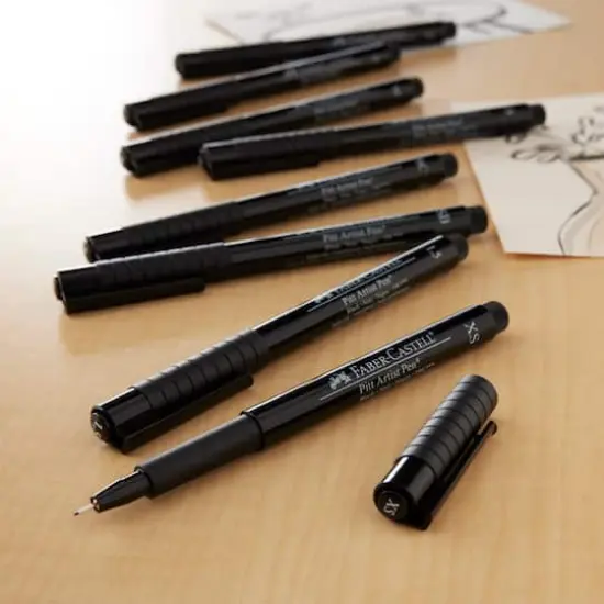 Faber-Castell&reg; PITT&reg; 8 Piece Black Artist Pen Set {10}