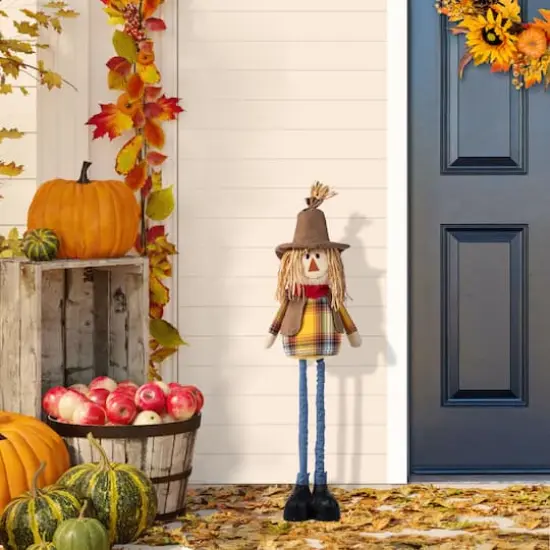 Glitzhome® Fall Fabric Scarecrow Porch Decor With Telescoping Legs {4}