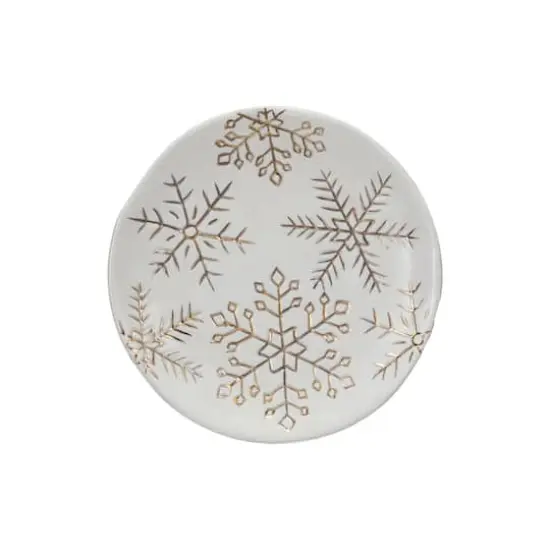 Hello Honey&reg; 6" White Stoneware Plate with Gold Electroplated Snowflakes {1}