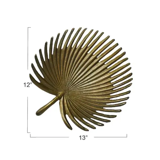 Hello Honey&reg; 13" Antique Gold Finish Decorative Aluminum Palm Frond Tray {6}
