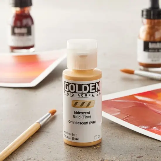 Golden&reg; Iridescent Fluid Acrylics, 1oz. Iridescent Gold (Fine) {3}