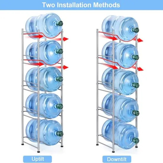 5gal. Water Jug Holder 5-Tier Storage Rack Silver {5}