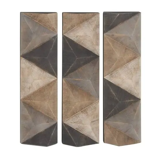 36" Brown Wood Farmhouse Abstract Wall Decor, 3ct. {1}