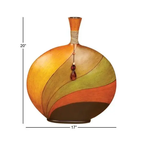 20" Multi Colored Polystone Eclectic Vase {9}