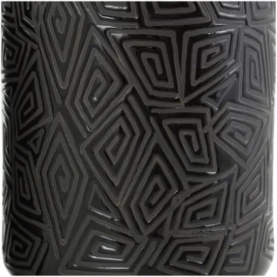 Black Ceramic Vase with Geometric Etchings Set {8}