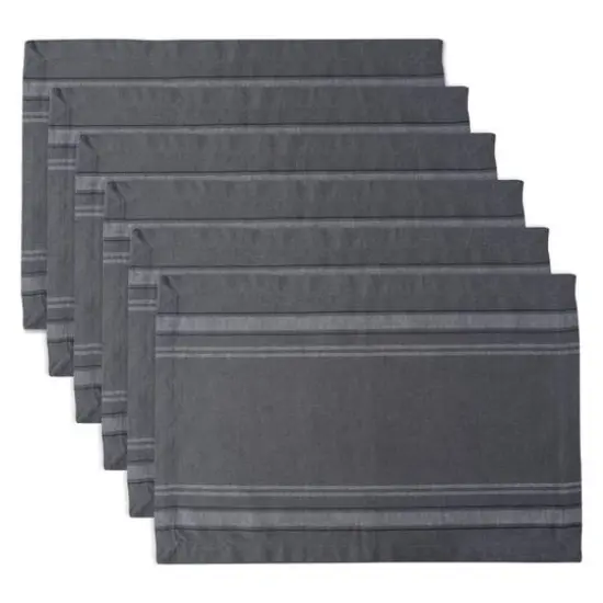 DII&reg; French Stripe Placemats, 6ct. Gray {1}