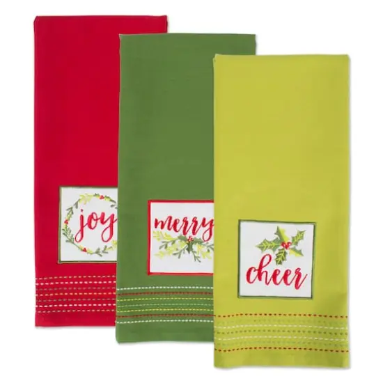 DII® Assorted Holiday Greetings Embellished Dishtowel Set {5}