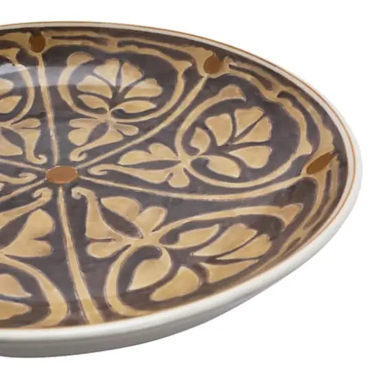 Hello Honey® Brown & Taupe Patterned Hand Painted Stoneware Serving Bowl {5}
