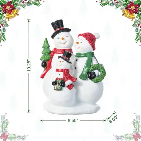 Glitzhome&reg; 10.25" Christmas Resin Snowman Family Table Decor {9}