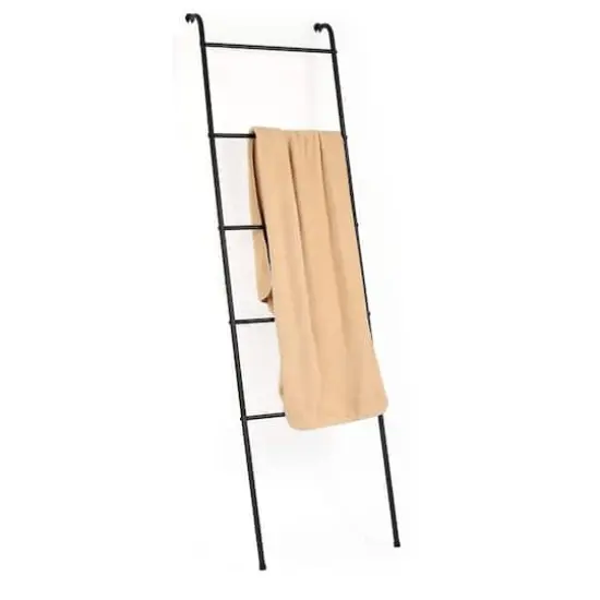 NEX™ 5.5ft. 5-Tier Black Wall-Mounted Metal Blanket and Towel Ladder {1}