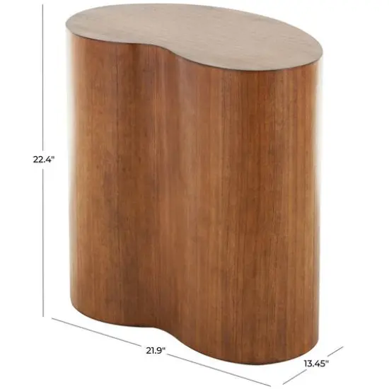 22.5" Brown Wood Heart Inspired Side End Accent Table {8}