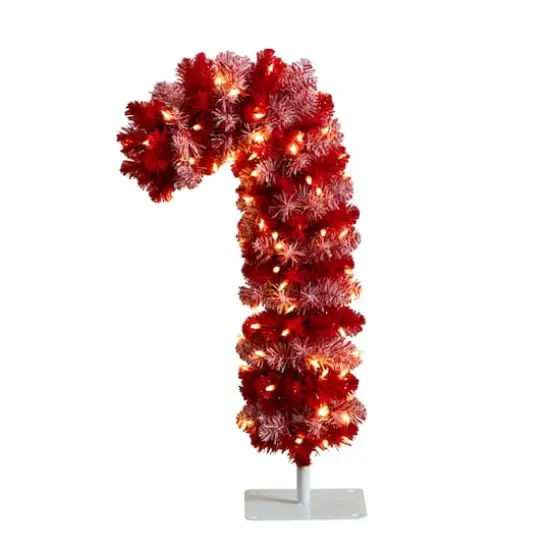 2.5ft. Pre-Lit Red Candy Cane Artificial Christmas Tree, Clear Micro LED Lights {1}