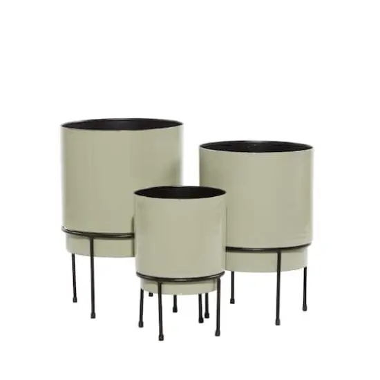 Taupe Metal Contemporary Planter Set {4}