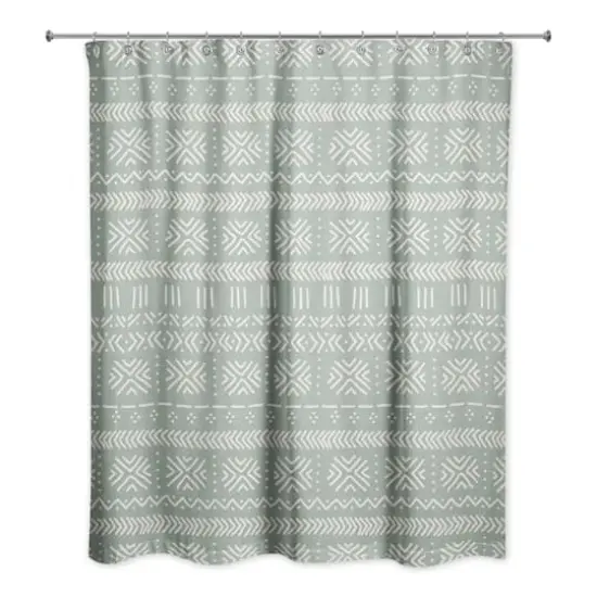 Sage Mudcloth 71" x 74" Shower Curtain {1}