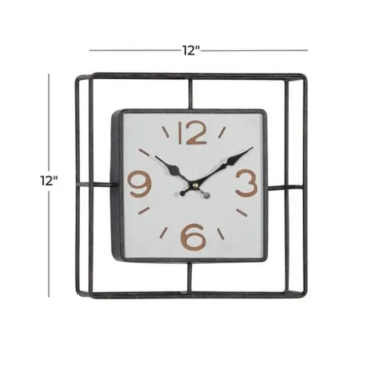Black Contemporary Metal Wall Clock, 12" x 12" {7}