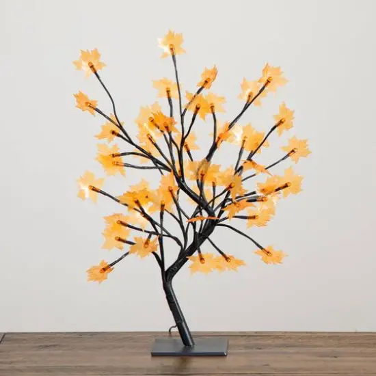 18in. Pre-Lit Autumn Artificial Maple Fall Tree with 48 Warm White LED Maple Shaped Lights {7}