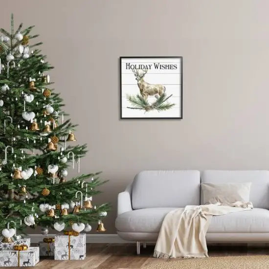 Stupell Industries Holiday Wishes Seasonal Deer Framed Giclee Art Black {3}