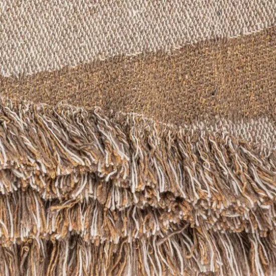 Hello Honey® Brown & Beige Wave Design Woven Reclaimed Cotton Blend Throw with Fringe {3}