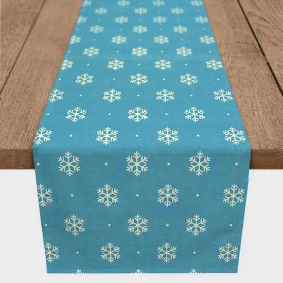 Simple Snowflake Blue 16x90 Poly Twill Table Runner {3}