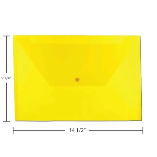 JAM Paper 9.8" x 14.5" Plastic Snap Closure Envelopes, 12ct. Yellow {7}