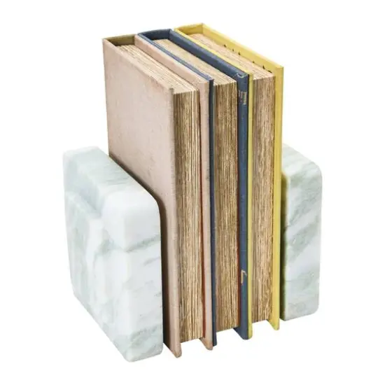 Hello Honey&reg; Square Marble Bookends Set Natural {8}