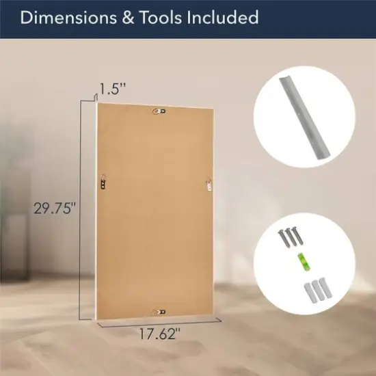 Head West 29" Chrome & White Tile Textured Frame Vanity Mirror {8}