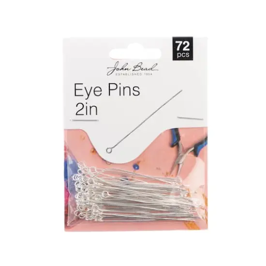 John Bead 2" Silver Eye Pins, 72ct. {1}