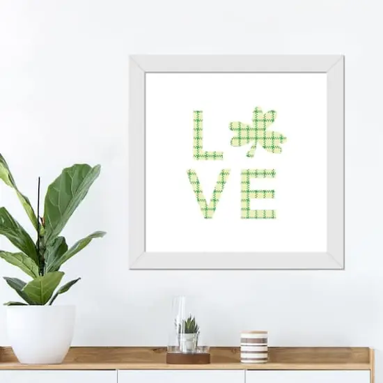 Love Clover 16" x 16" White Framed Print Under Plexiglass {3}