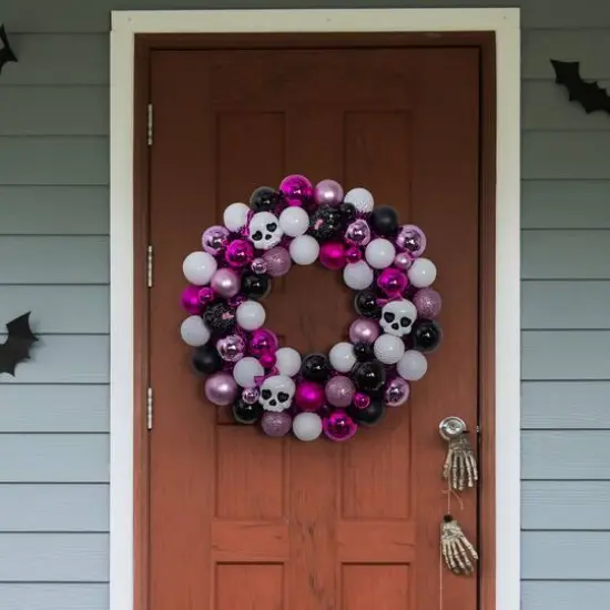 23.5" Pink & Purple Skull & Ornament Wreath by Ashland&reg; {3}