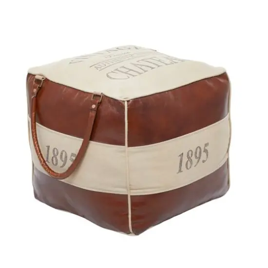 Brown Canvas Rustic Stool, 19" x 21" x 20" {8}