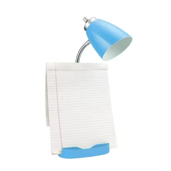 LimeLights 18.5" Gooseneck Desk Lamp with Tablet Stand and Charging Outlet Blue {10}
