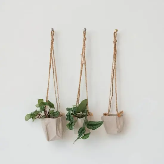 Hello Honey&reg; Natural Round Jute & Cotton Hanging Planter Set {3}