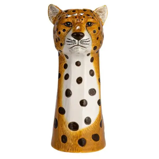 Hello Honey&reg; 11" Multicolor Hand-Painted Decorative Stoneware Cheetah Vase {13}
