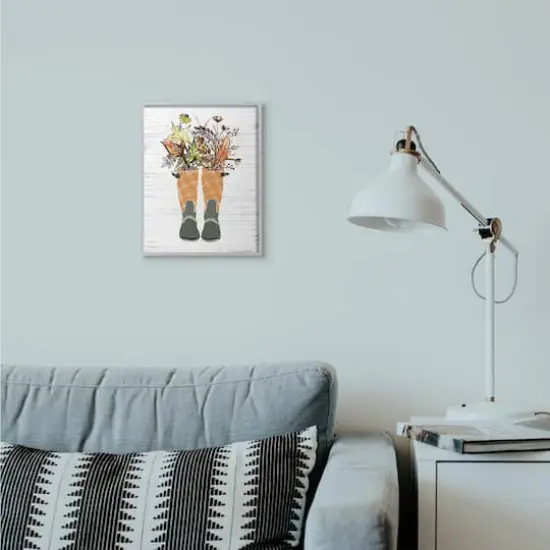 Stupell Industries Fall Foliage in Boots Gray Framed Wall Art {4}